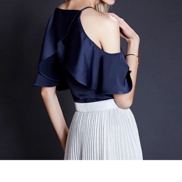 Cold Shoulder Chiffon Ruffle Blouse | Coming Soon - Picture 2 of 6
